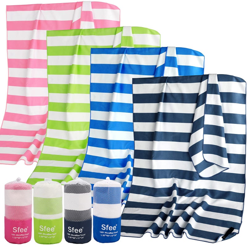 Sfee 2 in 1 Microfiber Beach Towel, Quick Dry Towel Camping Towel Travel Towel Super Absorbent Compact Lightweight Sports Gym Towels Set for Beach, Gym, Hiking, Pool, Backpacking, Bath, Yoga - Image 1
